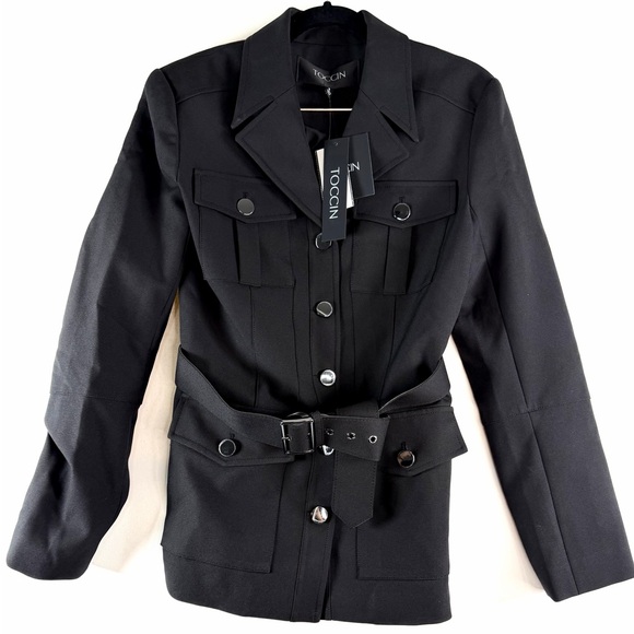 Toccin Charlie Belted Wool Safari Blazer Size 6 $795 Retail - Picture 6 of 13